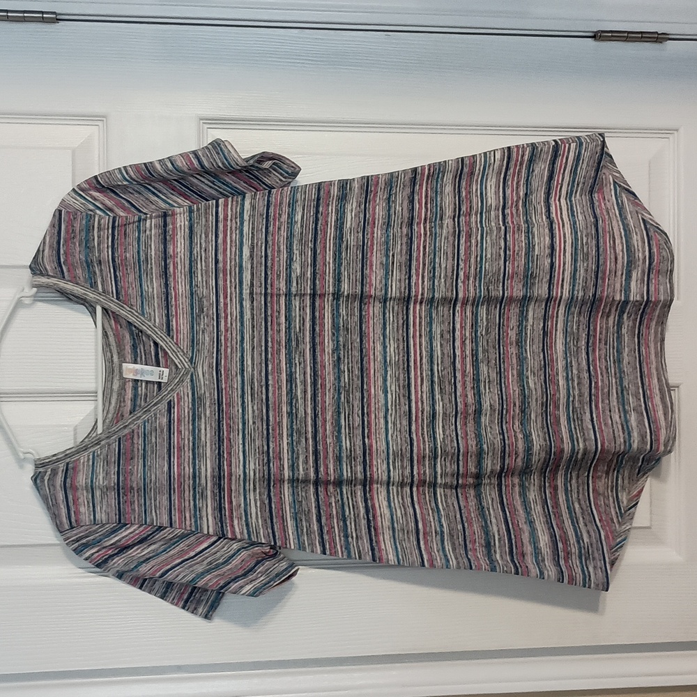 LuLaRoe Christy Striped V-neck Tunic T-shirt a100